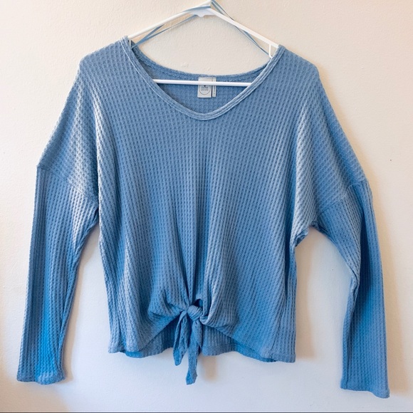 Paper Crane Tops - NWOT Baby Blue Knotted Long Sleeve